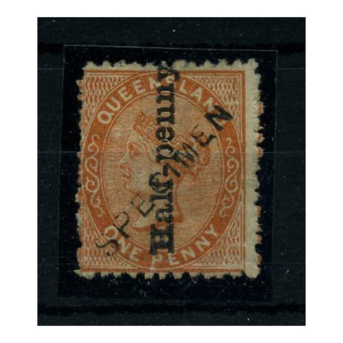 Queensland 1880 Half-penny on 1d, mint no gum optd Specimen. SG151s
