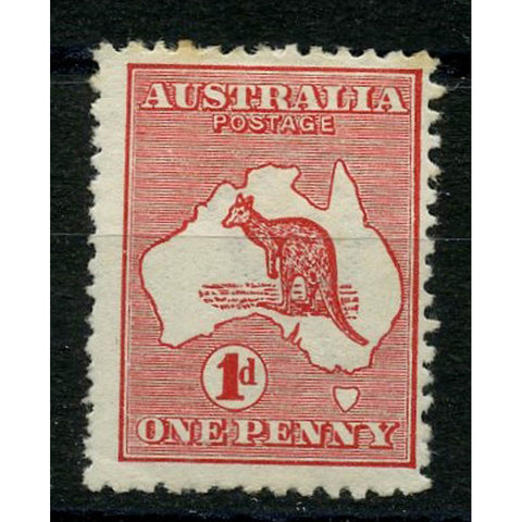Australia 1913-14 1d Red, die I, mtd mint, toned perfs. SG2