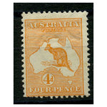 Australia 1913-14 4d Orange, die II, fresh mtd mint, faulty. SG6
