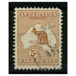 Australia 1913-14 5d Chestnut, die II, fine cds used, weak corner. SG8