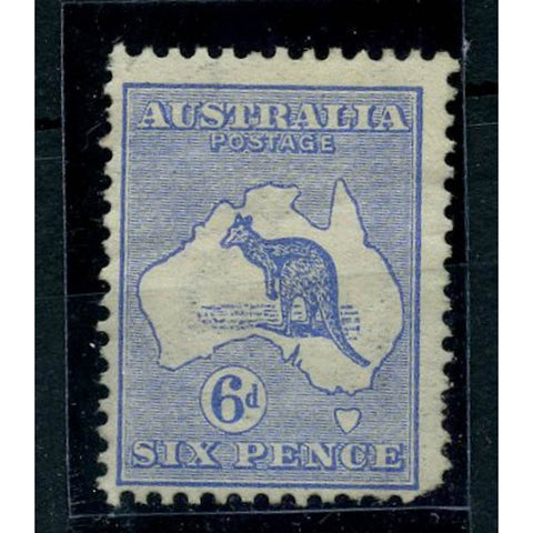Australia 1913-14 6d Ultramarine, fine mtd mint, faulty. SG9