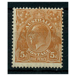 Australia 1926-30 5d Orange-brown perf 13½x12½, fresh mtd mint. SG103a