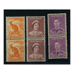 Australia 1937-49 _d, 1d and 2d Coil pairs, all fine mtd mint. SG179a, 181a & 185a