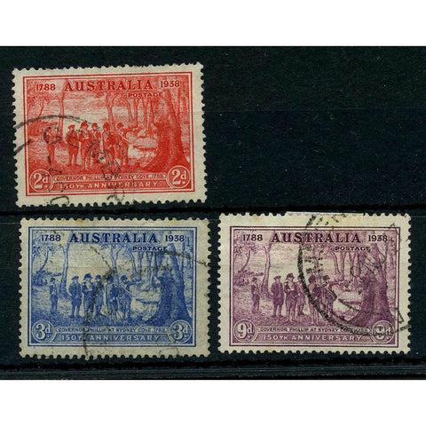 Australia 1937 New South Wales, cds used, tone spots. SG193-95