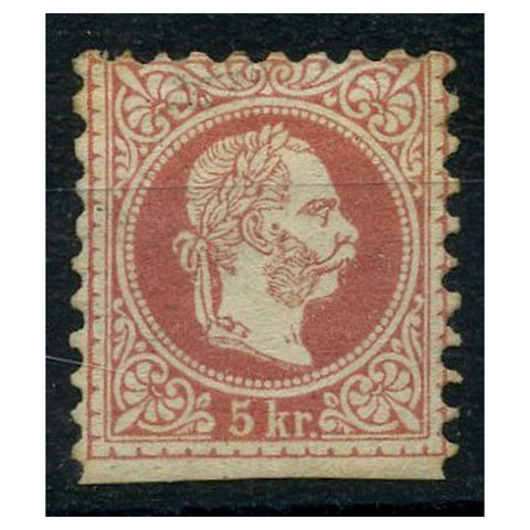 Austria 1867 5k Pink, type A, perf 9-1/2, mtd mint, minute tone, straight edge, cat. £180. SGAH52a