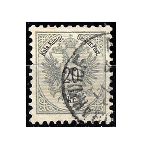 Austria 1877 20k Eagle defin Perf 10½ thin & crease,  g/u Cat.£550 SG74d