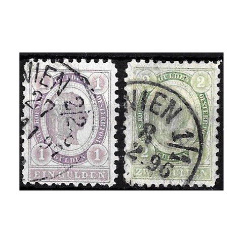 Austria 1896 High value set with changed colours, both Vienna cds used. SG105-06