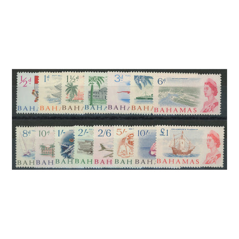 Bahamas 1965 Pictorial definitive set to £1 (15v), fine lightly mtd mint. SG247-61