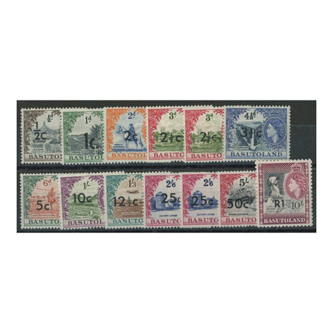 Basutoland 1961 Surcharge set to R1, with additional 2-1/2c (61a) and 25c (66a), mtd mint. SG58-68