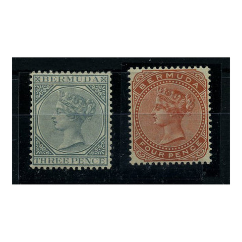 Bermuda 1883-1904 3d Grey & 4d Orange-brown, fresh mtd mint SG28+a