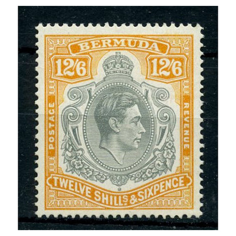 Bermuda 1938-53 12/6d deep grey & brownish orange, perf 14 fine mtd mint SG120a