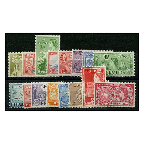 Bermuda 1953-62 Basic definitive short set to 5/- (missing type IIs), lightly mtd mint. SG135-48