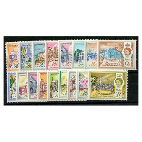 Bermuda 1962-68 Pictorial definitive set (less 10d), fresh mtd mint. SG163-79