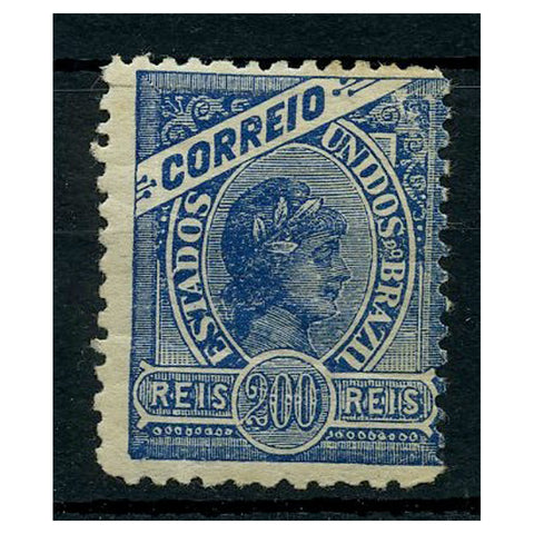 Brazil 1900-06 200r Blue, very good mtd mint. Gum crease, couple of toned perfs. Cat. £65. SG231