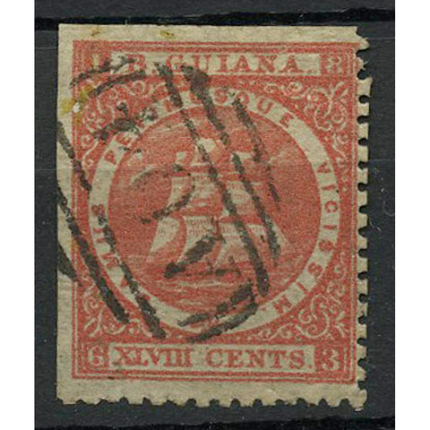 Br Guiana 1863-76 48c Deep red, top left corner marginal, fine used with A04 cancel. Faulty. SG83