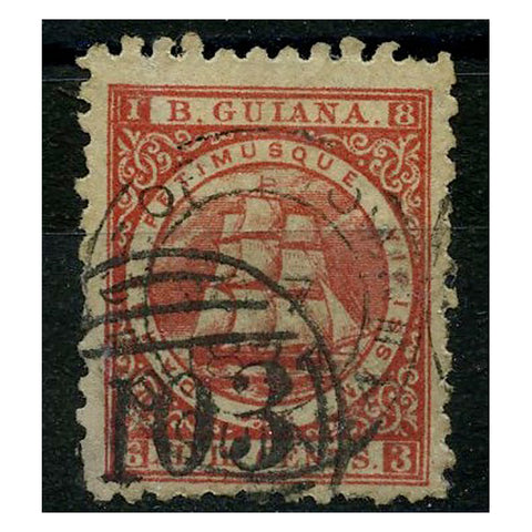 Br Guyana 1863-76 Perf 10 48c Red good used (top left corner repaired). SG105