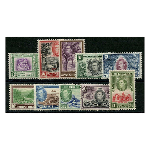 Br Honduras 1938-47 Pictorial definitive short set to $1, fresh mtd mint. SG150-59