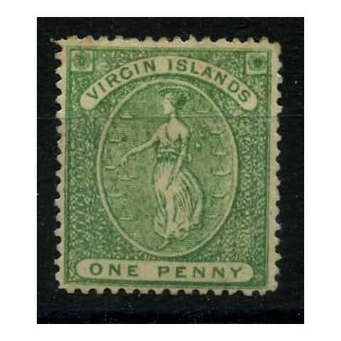 BVIs 1870 1d Blue-green, perf 14, fine mtd mint, typical minute overall tone. SG9