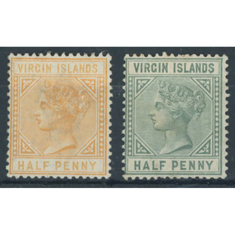 BVI 1883-84 1/2d Yellow buff	& 1/2d Dull green, fine mtd mint. SG26-27