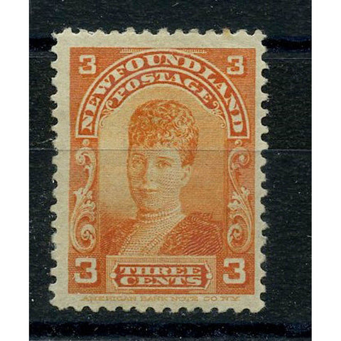 Nflnd 1898-1918 3c Orange, mtd mint, toned perf. SG88