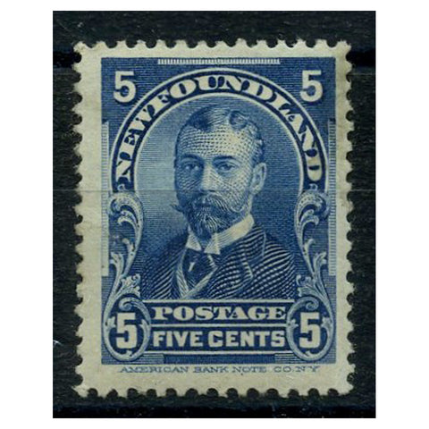 Nflnd 1899-1918 5c Blue, mtd mint, minute stain. SG90