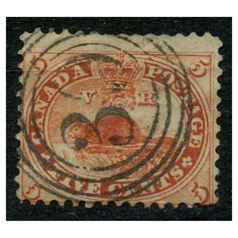 Canada 1859 5c Beaver, used with '39' four-ring numeral cancel (St. Johns, CE), scarce! SG32