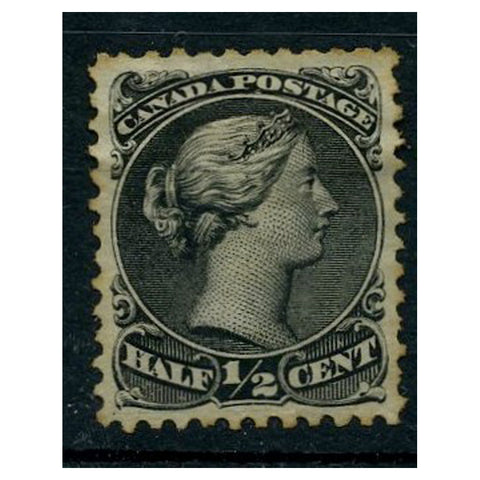 Canada 1868-76 ½c Black, mint no gum, displaying the 'spur on scroll left of H' variety, toned. Unitrade 21