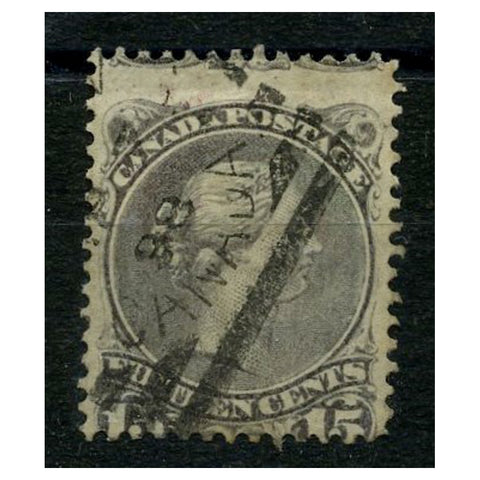 Canada 1877 15c Lilac-grey, Mtl print, perf 11-3/4x12, good used. SG65