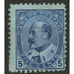 Canada 1903-12 5c Blue / bluish, mtd mint, gum adhesion. SG178