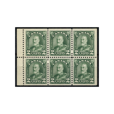 Canada 1930-31 2c Green bklet pane6 (perf split), u/m SG290a