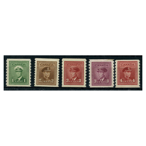 Canada 1942-48 Coil perfs set to 4c (5v) Imperf x Perf 8,  mtd mint. SG389-93