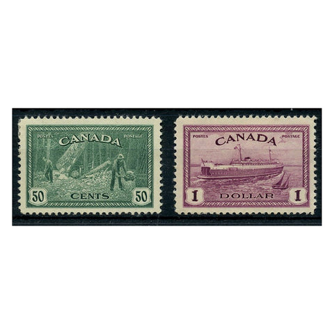 Canada 1946-47 Peace 50c & $1, both fine mtd mint. SG405-6