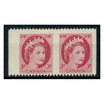 Canada 1954-62 3c Carmine, IMPERF PAIR, u/m. Scarce. SG465a
