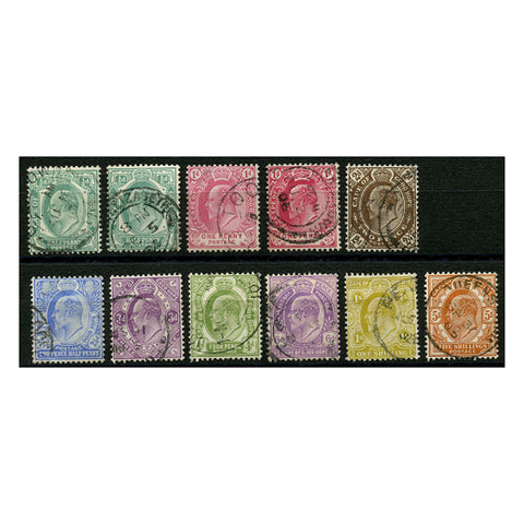 Cape of GH 1902-04 Definitive issue, fine cds used, including additional shades of 1/2d, 1d. SG70-78
