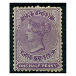 Ceylon 1863-65 1/2d Mauve, good to fine mtd mint. SG48c