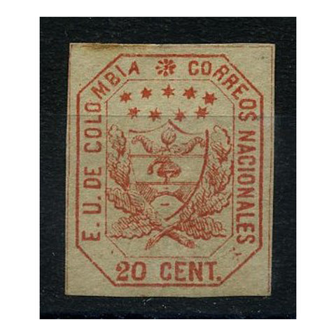 Colombia 1862-63 20c Red, mint no gum. SG23