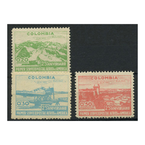 Colombia 1945 Air Mail Service, u/m. SG633-35