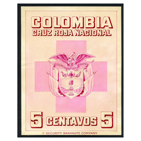 Colombia Ca. 1945-50 Original artwork, produced for a Security Banknote Company tender.