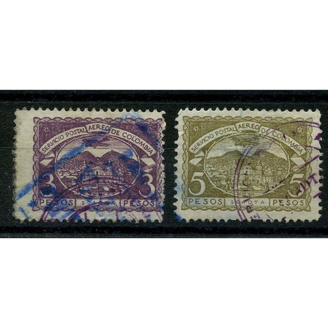 Colombia (SCADTA) 1921-23 3p, 5p Top vals, cds used, faulty, but presentable. SG27-28