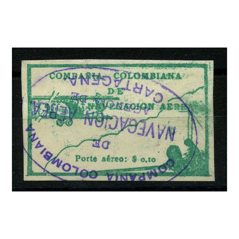 Colombia (CCNA) 1920 10c Pilot in flight, signalling from biplane, fine used. SG4