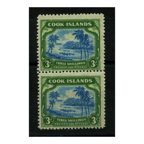 Coos Is 1945-46 3/- Greenish-blue & green, vert pair, u/m. SG145