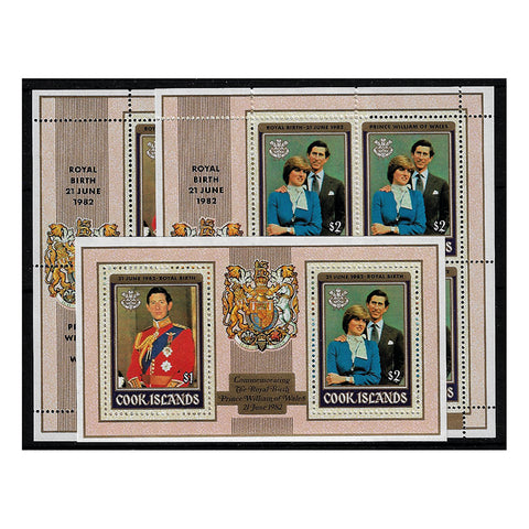 Cook Islands 1982 Prince William (1st issue), u/m SG838-41x2shtlets4+MS842
