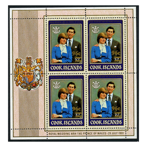 Cook Is 1983 96c Royal Wedding Surcharge, u/m. SG909 x 4 sheetlet