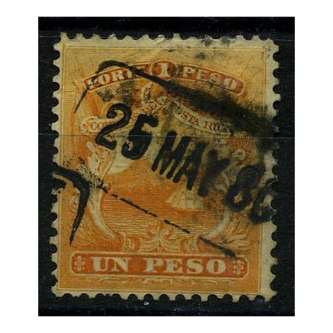 Costa Rica 1863-75 1p Orange, date cancel used. SG5