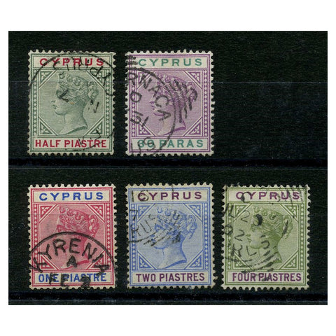 Cyprus 1894-96 Definitive short set to 4pi, fine used. SG40-44