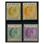 Cyprus 1904-10 5pa-30pa Definitives (MCA), lightly mtd mint. SG60-63