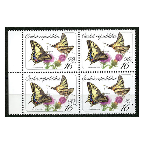 Czech Rep 2016 Swallowtails, u/m SG836 x 4 marginal block