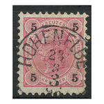 Czechoslovakia 1890 5k Rose-carmine, perf 10, used with lovely Hohenelbe (CZ) cds. SG82