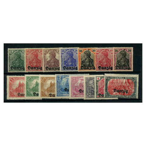 Danzig 1920 Ovpt definitive set, fresh mtd mint. SG1-15a