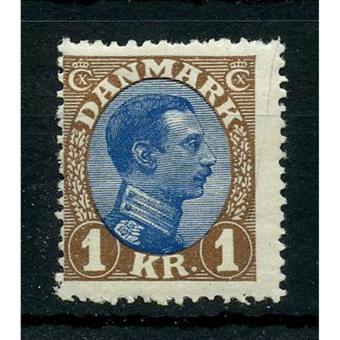 Denmark 1922-28 Christian X  1kr, mtd mint, minor thin. Cat. £44. SG167